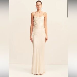 Shona Joy La Lune Lace Back Maxi Dress - Cream, Size 4